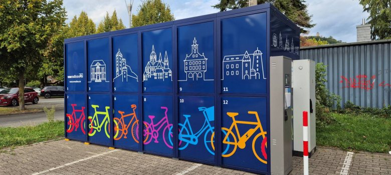 VRNradbox am Bahnhof Heppenheim Gleis 2