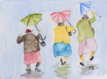 Gezeichnete Senioren Plaudercafe