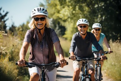 Fahrradfahrende Freunde Sonntagsfahrer