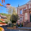 Sparkassenmuseum Starkenburg im Hintergrund