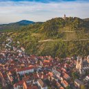 Panorama Bild Heppenheims mit Starkenburg im Hintergrund