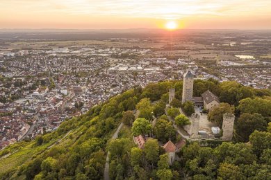 Starkenburg Luftaufnahme Starkenburg mit Blick in die Pfalz