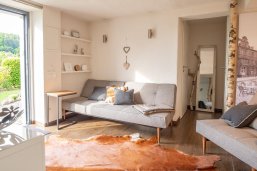 Wohnzimmer mit Sofas und Teppich